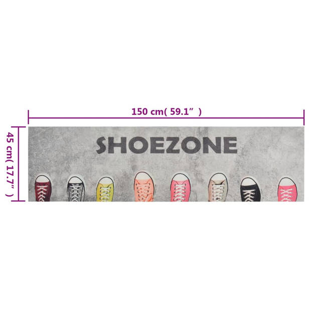 vidaXL Keukenmat wasbaar shoezone-print 45x150 cm fluweel