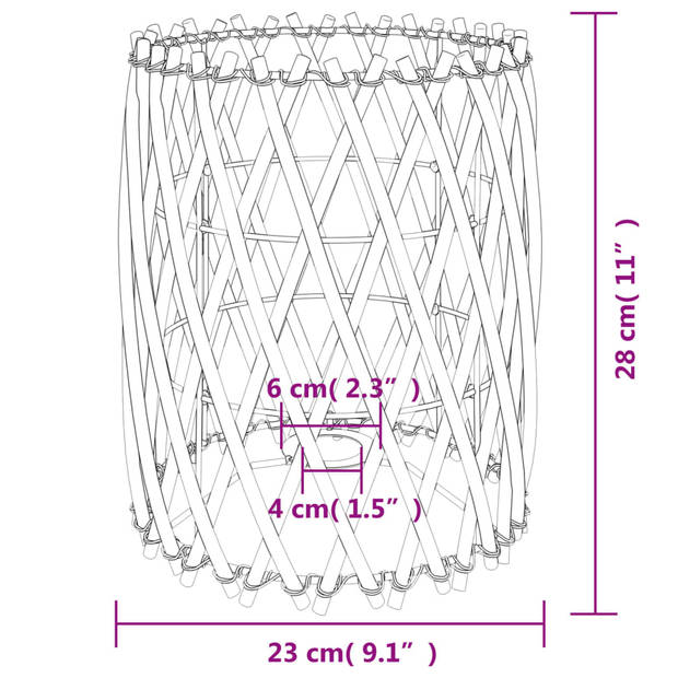 vidaXL Lampenkap Ø23x28 cm wicker