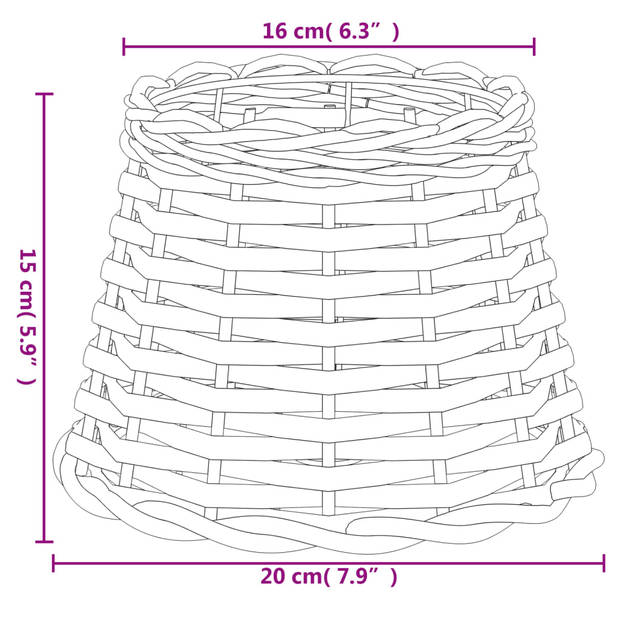 vidaXL Lampenkap Ø20x15 cm wicker bruin