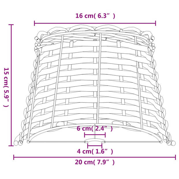 vidaXL Lampenkap Ø20x15 cm wicker bruin