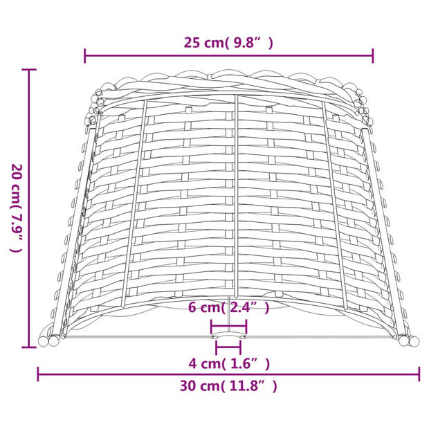 vidaXL Lampenkap Ø30x20 cm wicker bruin