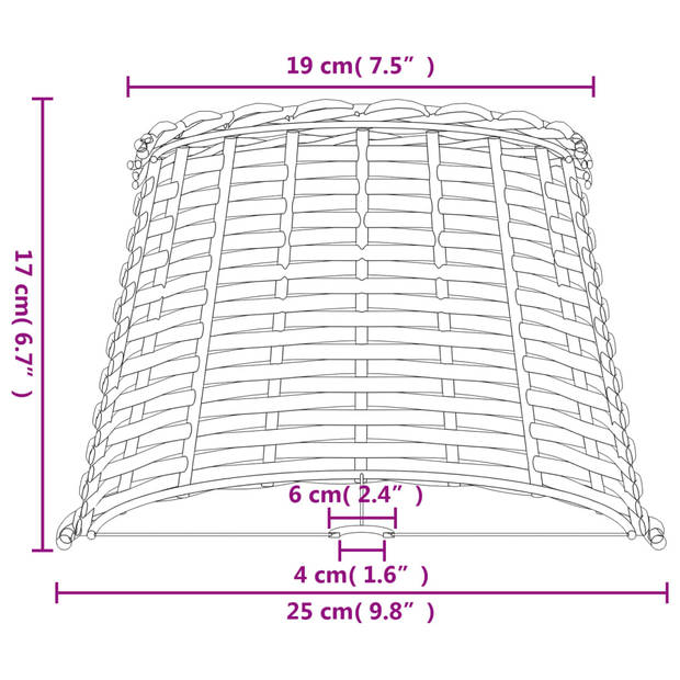 vidaXL Lampenkap Ø25x17 cm wicker bruin