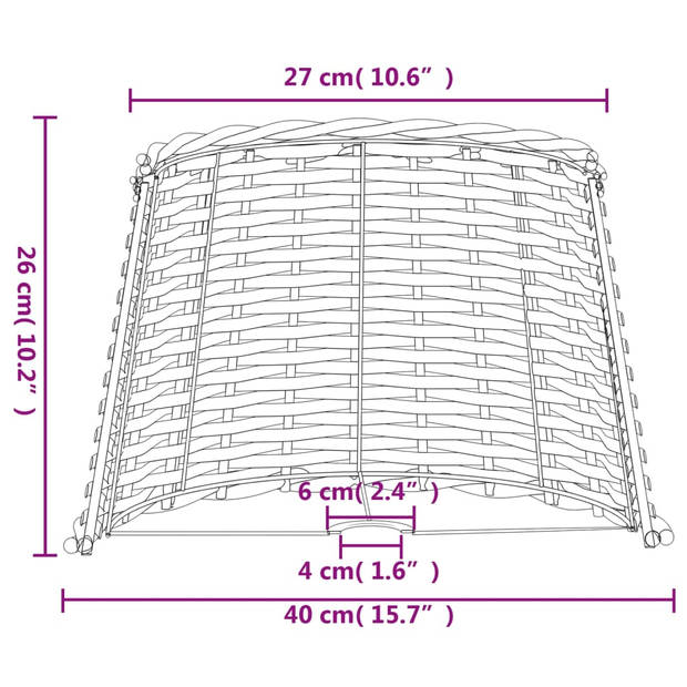 vidaXL Lampenkap Ø40x26 cm wicker wit