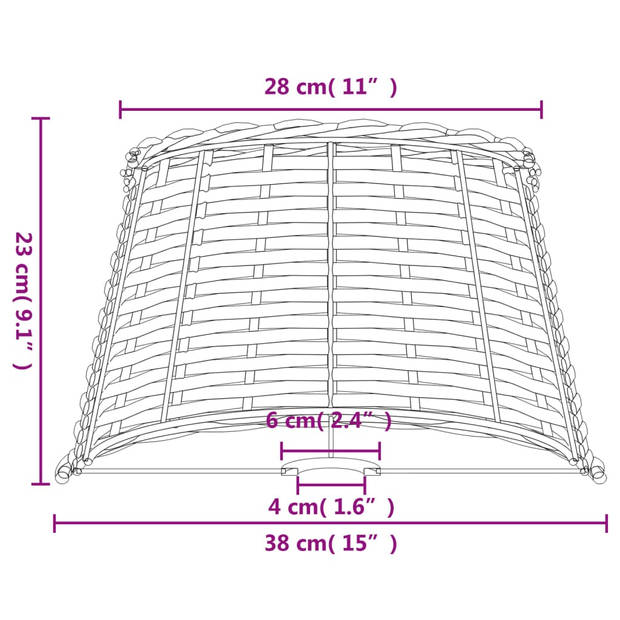 vidaXL Lampenkap Ø38x23 cm wicker bruin