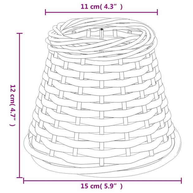 vidaXL Lampenkap Ø15x12 cm wicker wit