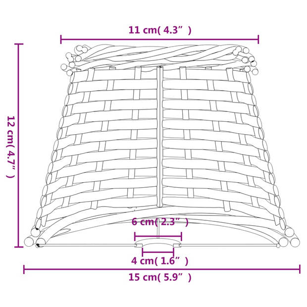 vidaXL Lampenkap Ø15x12 cm wicker bruin