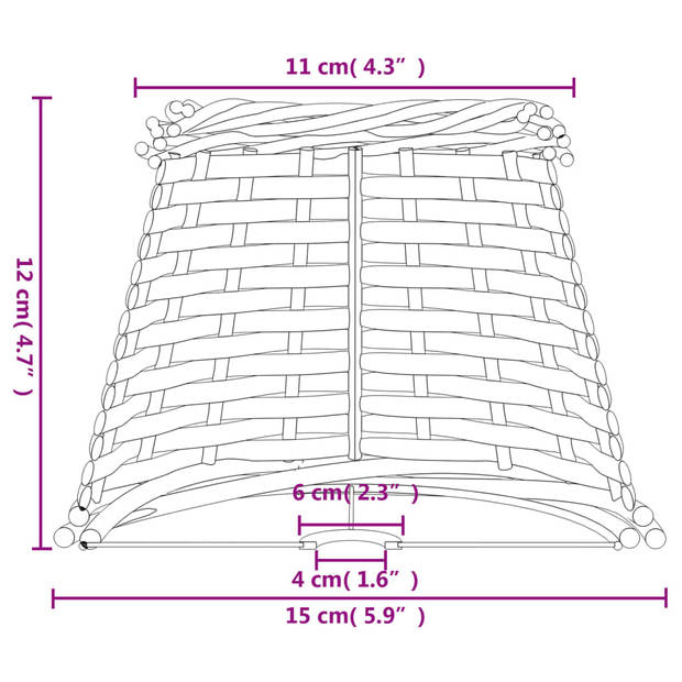 vidaXL Lampenkap Ø15x12 cm wicker wit