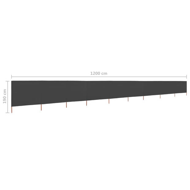 vidaXL Windscherm 9-panelen 1200x160 cm stof antraciet