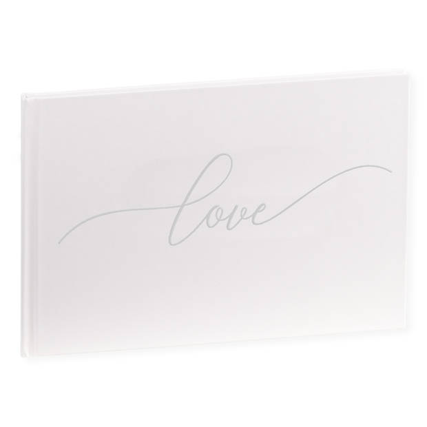 SecaDesign Gastenboek - LOVE - A4 formaat - wit / zilver - receptieboek huwelijk