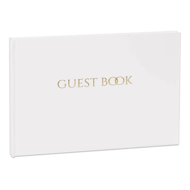 SecaDesign Gastenboek - GUEST BOOK - A4 formaat - wit / goud - receptieboek bruiloft