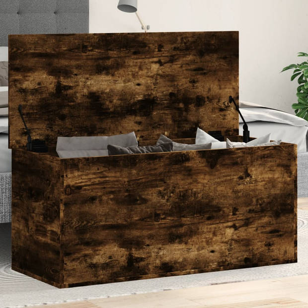 vidaXL Opbergbox 100x42x46 cm bewerkt hout gerookt eikenkleurig