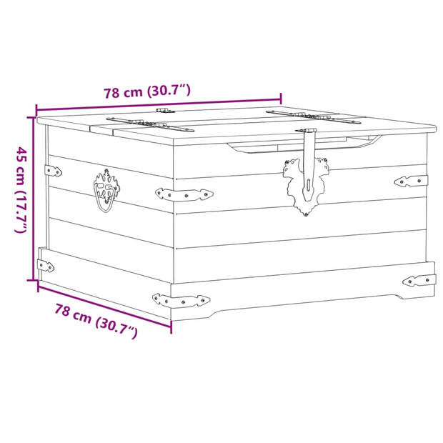 vidaXL Opbergbox Corona 78x78x45 cm massief grenenhout