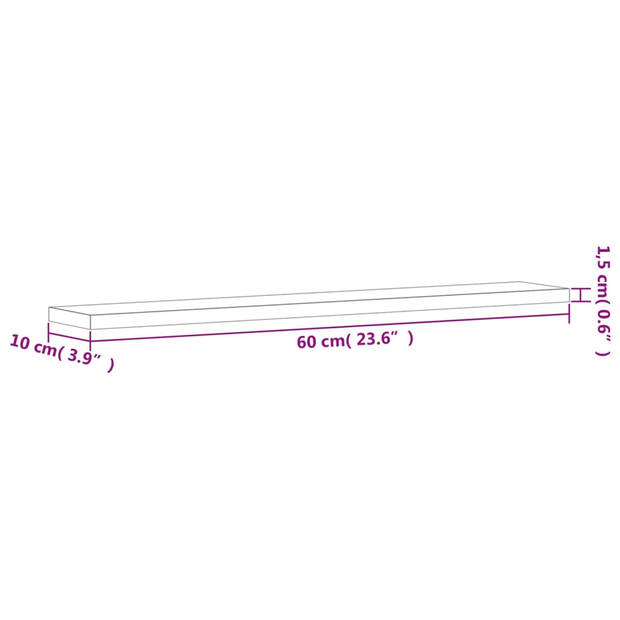 vidaXL Wandschappen 4 st 60x10x1,5 cm bewerkt hout bruin eikenkleur