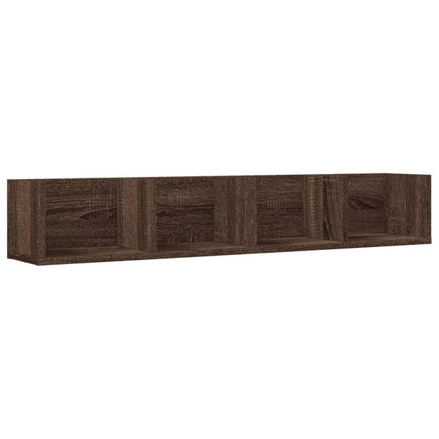 vidaXL Wandkasten 2 st 99x18x16,5 cm bewerkt hout bruin eikenkleur