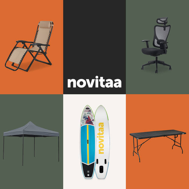 Novitaa Tuinstoel - Campingstoel - Ligstoel - Opvouwbaar - Inclusief hoofdkussen - 30° -90° kantelbaar - RVS - Textilene