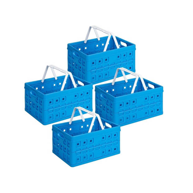 Sunware Square Vouwkrat Blauw 32 liter - 49 x 36 x 24.5 cm - Set van 4 stuks