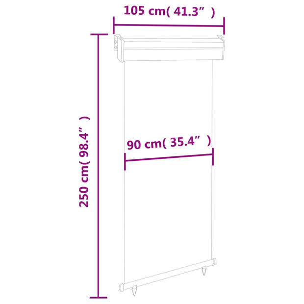 vidaXL Balkonscherm 105x250 cm grijs