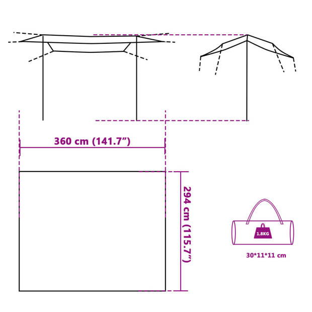 vidaXL Kampeerluifel waterdicht 360x294 cm groen