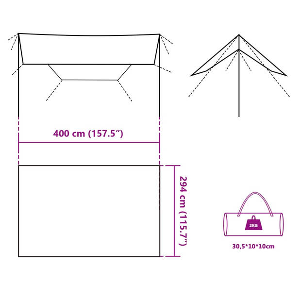 vidaXL Kampeerluifel waterdicht 400x294 cm groen