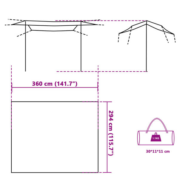 vidaXL Kampeerluifel waterdicht 360x294 cm blauw