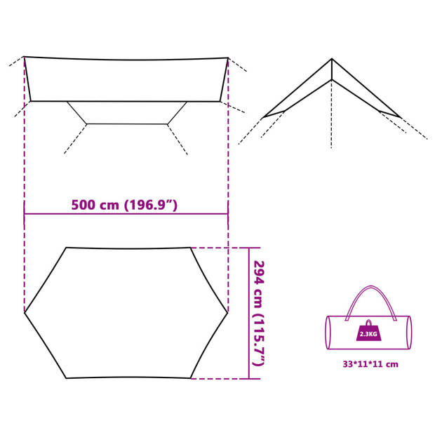 vidaXL Kampeerluifel waterdicht 500x294 cm blauw