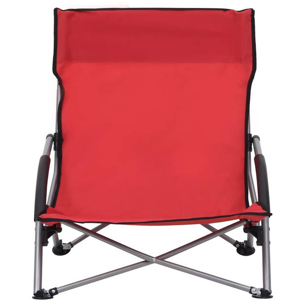 vidaXL Strandstoelen 2 st inklapbaar stof rood