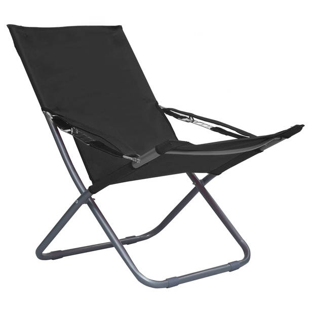 vidaXL Strandstoelen 2 st inklapbaar stof zwart