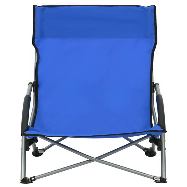 vidaXL Strandstoelen 2 st inklapbaar stof blauw