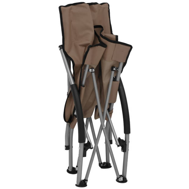 vidaXL Strandstoelen 2 st inklapbaar stof taupe