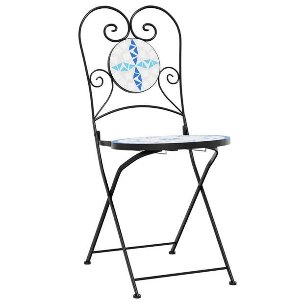 vidaXL Bistrostoelen 2 st inklapbaar keramiek blauw en wit