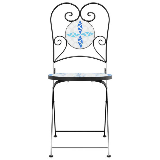 vidaXL Bistrostoelen 2 st inklapbaar keramiek blauw en wit