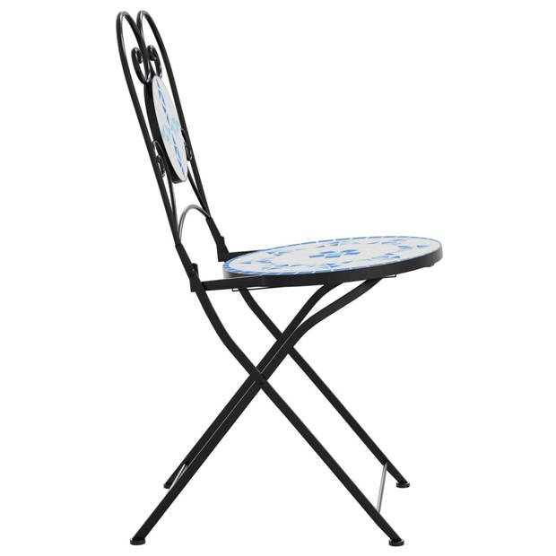 vidaXL Bistrostoelen 2 st inklapbaar keramiek blauw en wit