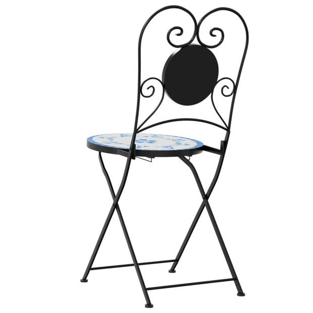 vidaXL Bistrostoelen 2 st inklapbaar keramiek blauw en wit