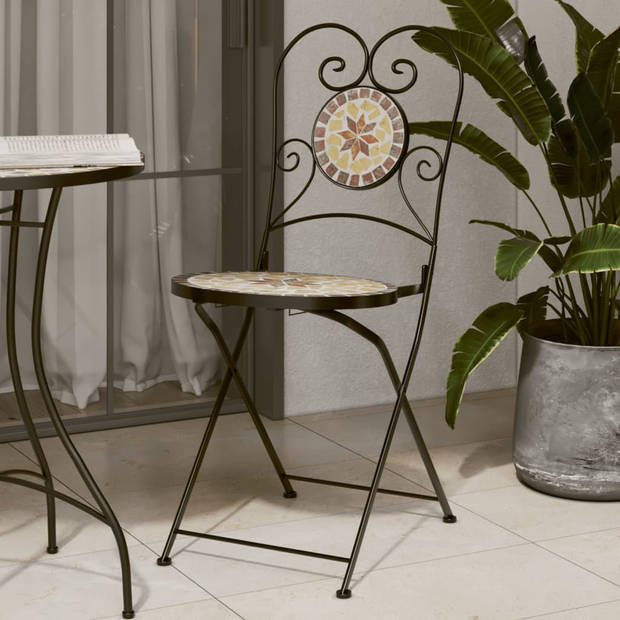 vidaXL Bistrostoelen 2 st inklapbaar keramiek terracottakleurig en wit