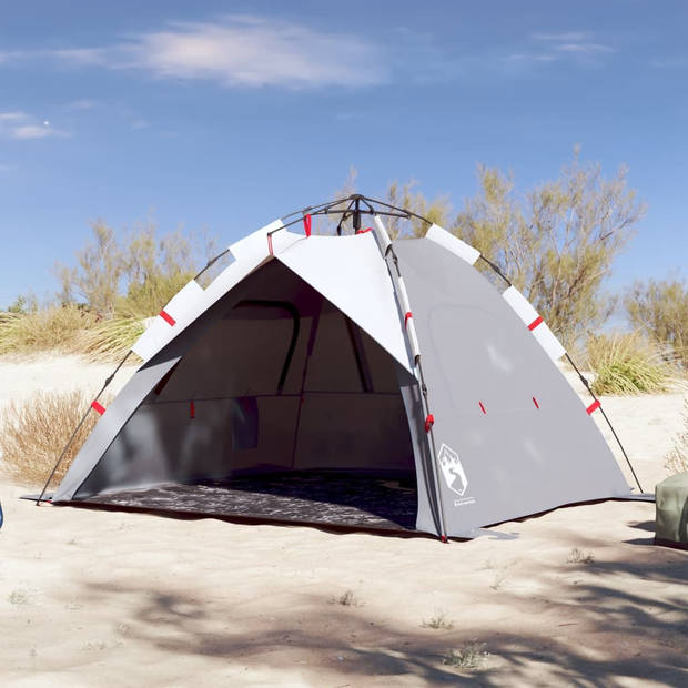 vidaXL Strandtent 3-persoons waterdicht snelontgrendeling grijs