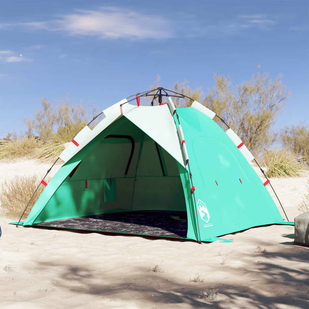 vidaXL strandtent 3-persoons waterdicht snelontgrendeling zeegroen