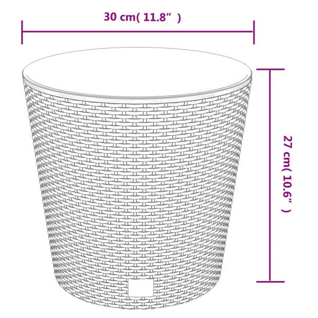 vidaXL Plantenbak met uitneembare bak rattan-look 15/15,3 L PP wit