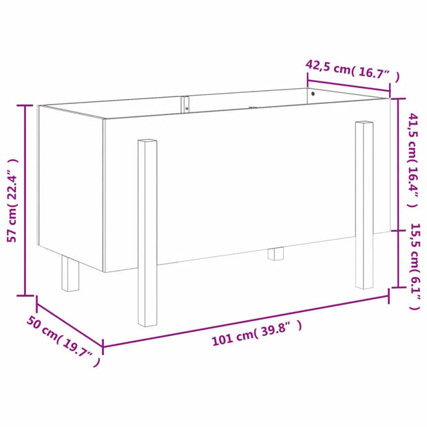 vidaXL Plantenbak verhoogd 101x50x57 cm massief grenenhout wit