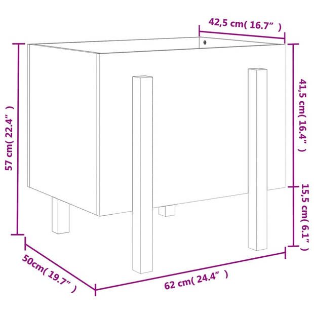 vidaXL Plantenbak 62x50x57 cm massief grenenhout zwart