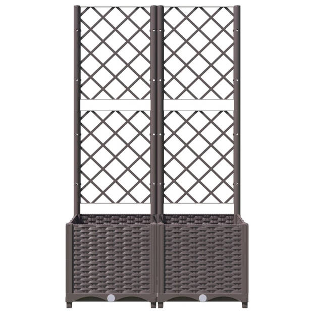 vidaXL Plantenbak met latwerk 80x40x136 cm polypropeen bruin