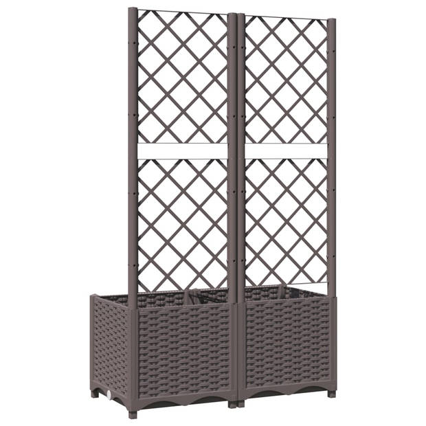 vidaXL Plantenbak met latwerk 80x40x136 cm polypropeen bruin