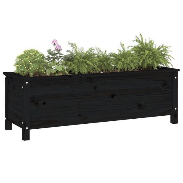 vidaXL Plantenbak verhoogd 119,5x40x39 cm massief grenenhout zwart