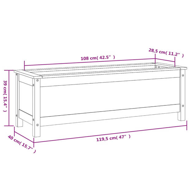 vidaXL Plantenbak verhoogd 119,5x40x39 cm massief grenenhout zwart