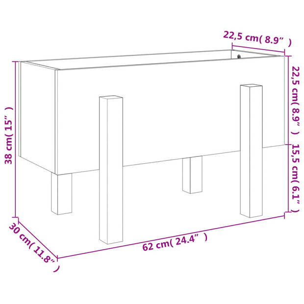 vidaXL Plantenbak 62x30x38 cm massief grenenhout wit