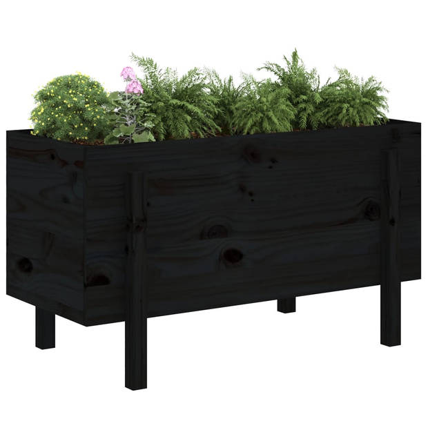 vidaXL Plantenbak verhoogd 101x50x57 cm massief grenenhout zwart