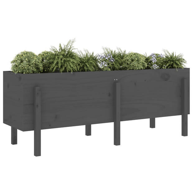 vidaXL Plantenbak verhoogd 160x50x57 cm massief grenenhout grijs