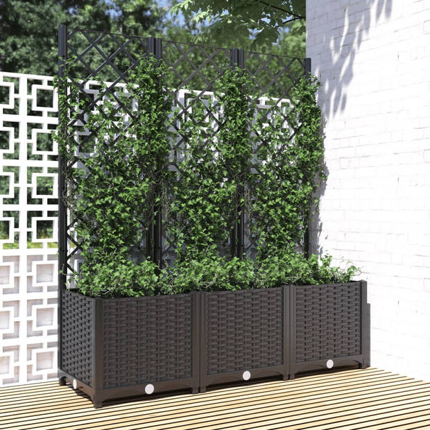 vidaXL Plantenbak met latwerk 120x40x136 cm polypropeen zwart