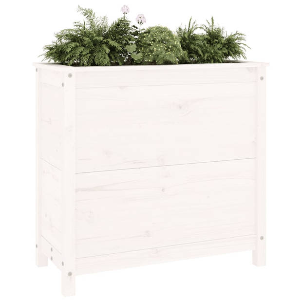 vidaXL Plantenbak 82,5x40x78 cm massief grenenhout wit