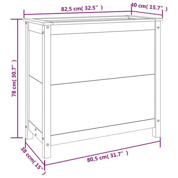 vidaXL Plantenbak 82,5x40x78 cm massief grenenhout zwart