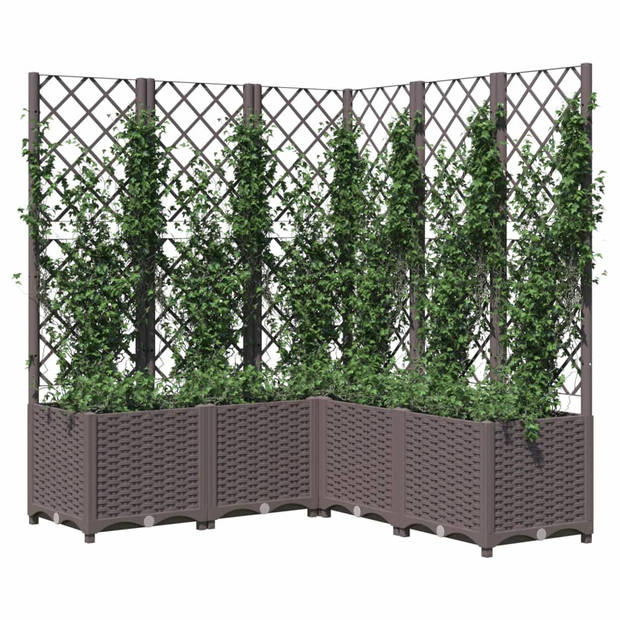 vidaXL Plantenbak met latwerk 120x120x136 cm polypropeen bruin